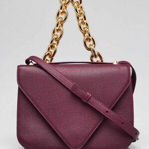 Bottega Veneta Purple Grained Leather Mount Chain Small Envelope Crossbo
